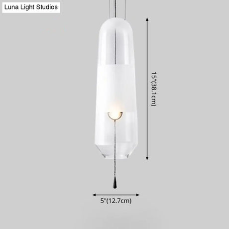 Modern Glass Pendant Light For Bedroom - Cylindrical Design Hanging Fixture