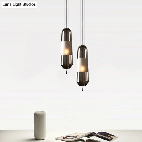 Modern Glass Pendant Light For Bedroom - Cylindrical Design Hanging Fixture
