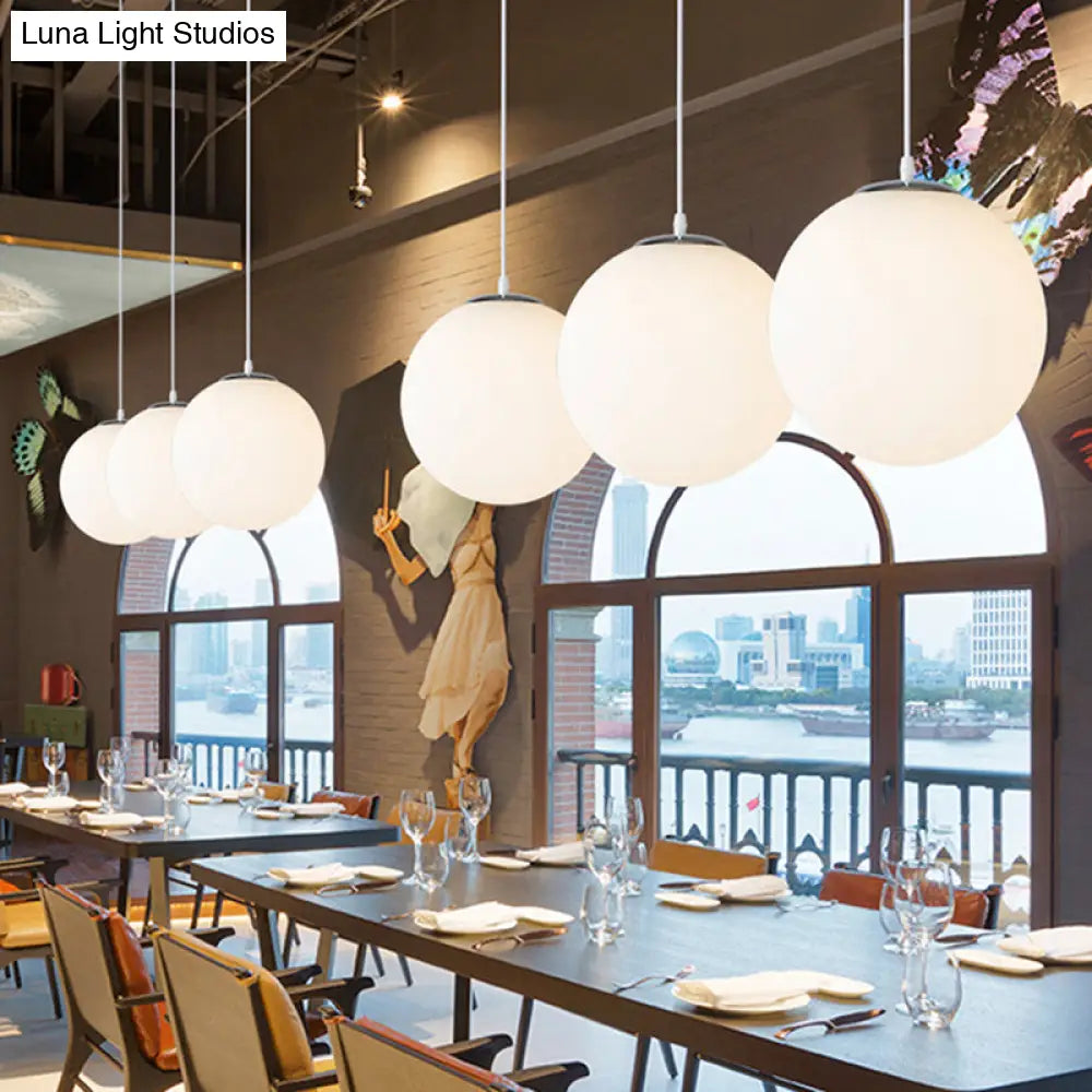 Modern Glass Pendant Lighting Fixture - White Hanging Light For Globe Clothes Shop