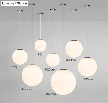 Modern Glass Pendant Lighting Fixture - White Hanging Light For Globe Clothes Shop