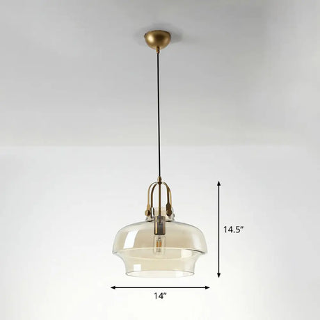 Modern Glass Pot-Shaped Pendant Light For Dining Room Ceiling Cognac