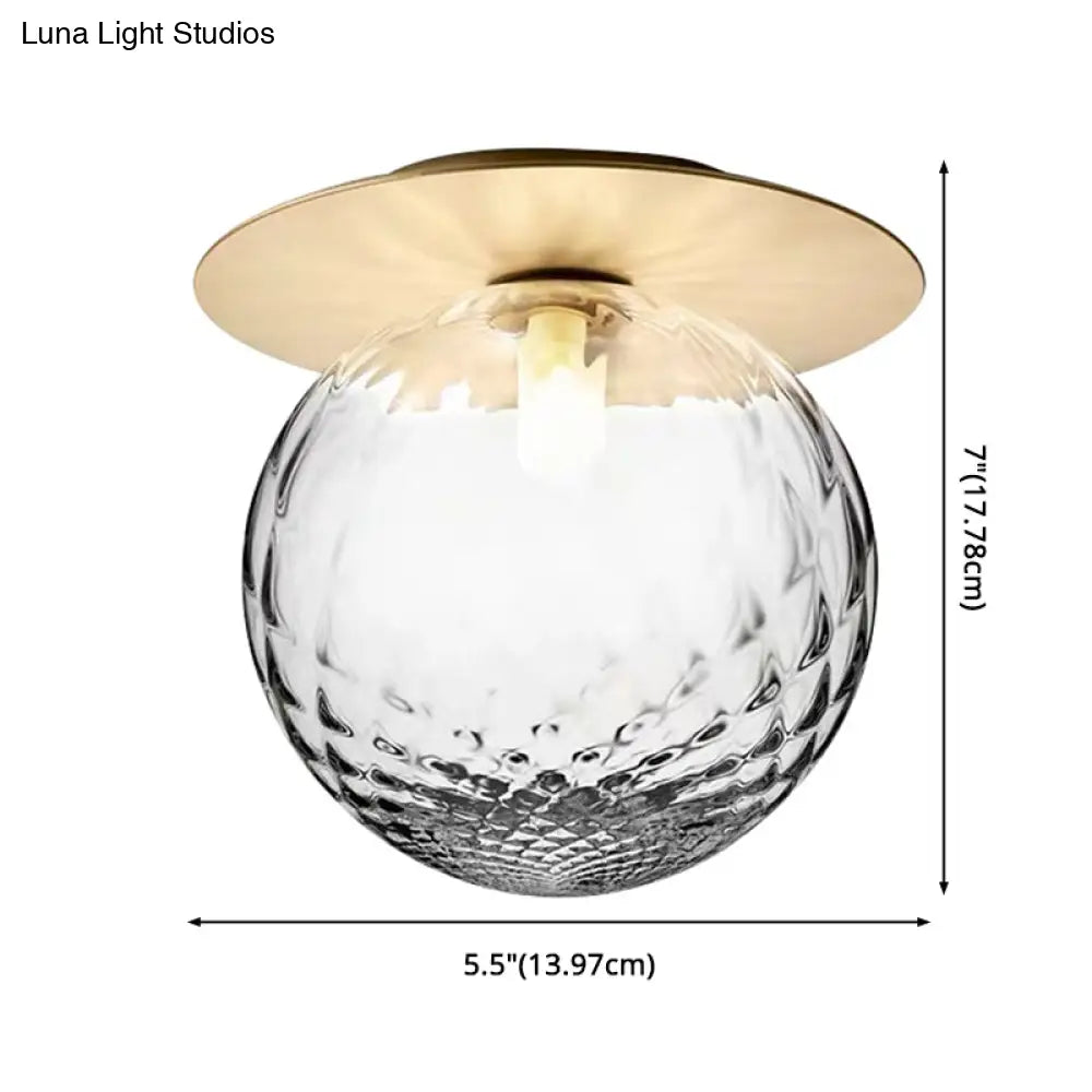 Modern Glass Semi - Flush Chandelier: 1 - Light Ceiling Mount Fixture For Hallway