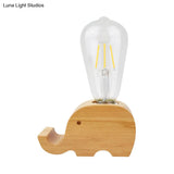Modern Glass Shade Single Bulb Reading Lamp: Beige Sheep/Elephant/Cow Desk Lamp For Bedroom