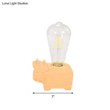 Modern Glass Shade Single Bulb Reading Lamp: Beige Sheep/Elephant/Cow Desk Lamp For Bedroom