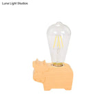 Modern Glass Shade Single Bulb Reading Lamp: Beige Sheep/Elephant/Cow Desk Lamp For Bedroom