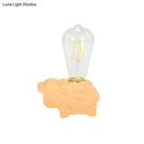 Modern Glass Shade Single Bulb Reading Lamp: Beige Sheep/Elephant/Cow Desk Lamp For Bedroom