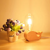 Modern Glass Shade Single Bulb Reading Lamp: Beige Sheep/Elephant/Cow Desk Lamp For Bedroom Wood /