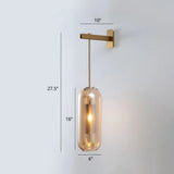 Modern Glass Wall Lamp With Brass Sconce And Mesh Guard Amber / Short Arm