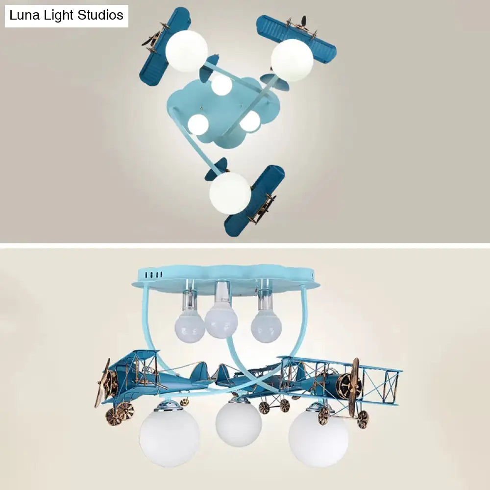 Modern Globe Flush Ceiling Light For Child’s Bedroom
