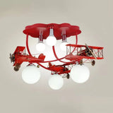 Modern Globe Flush Ceiling Light For Child’s Bedroom Red