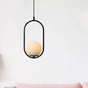 Modern Globe Pendant Light White Glass Black/Gold Hanging Ceiling Lamp For Bedroom 1 / Black