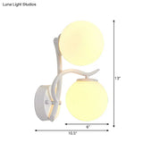 Modern Globe Wall Lamp With Milk Glass Sconce - 2 Heads White Ideal For Adult Bedroom
