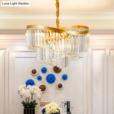 Modern Gold 10-Head Tiered Led Crystal Pendant Chandelier Light For Living Room Lighting