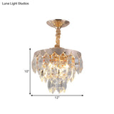 Modern Gold 3-Tier Crystal Rod Drop Lamp - 2-Light Foyer Ceiling Chandelier