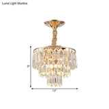 Modern Gold 3-Tier Crystal Rod Drop Lamp - 2-Light Foyer Ceiling Chandelier