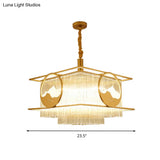 Modern Gold 8-Light Crystal Pendant Chandelier With Square/Round Design