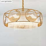 Modern Gold 8-Light Crystal Pendant Chandelier With Square/Round Design