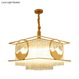 Modern Gold 8-Light Crystal Pendant Chandelier With Square/Round Design