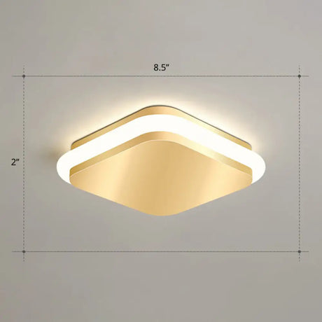 Modern Gold Acrylic Led Ceiling Mount Light - Geometric Foyer Flushmount / Remote Control Stepless