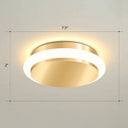 Modern Gold Acrylic Led Ceiling Mount Light - Geometric Foyer Flushmount / Warm Round