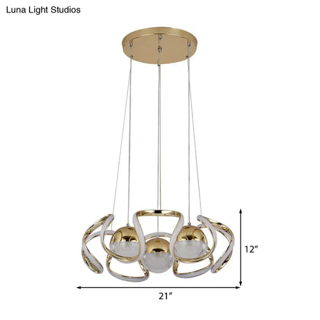 Modern Gold Acrylic Led Chandelier Light For Dining Room Ceiling