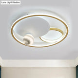 Modern Gold Acrylic Led Flush Mount Ceiling Light With Multiple Circles