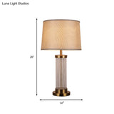 Modern Gold Barrel Shade Table Lamp With Reading Light