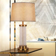 Modern Gold Barrel Shade Table Lamp With Reading Light