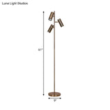 Modern Gold Bedroom Tree Floor Lamp With Tubular Metallic Design And 3-Head Reading Light