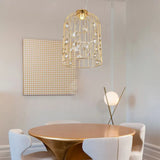 Modern Gold Bird Cage Pendant Light With 4 Bulbs For Dining Room