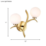 Modern Gold/Black Globe Wall Sconce With White Glass - Dining Room Light