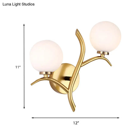 Modern Gold/Black Globe Wall Sconce With White Glass - Dining Room Light
