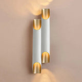 Modern Gold/Black/White Pipe Wall Light Sconce - 2/4 Lights Metal Mounted For Living Room 4 / White