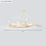 Modern Gold Branch Pendant Light With Clear Glass Island Lamp - 10-Light Design Birds Ideal For