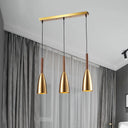 Modern Gold Bullet Pendant Light With 3 Bulbs & Linear Canopy
