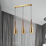 Modern Gold Bullet Pendant Light With 3 Bulbs & Linear Canopy