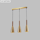Modern Gold Bullet Pendant Light With 3 Bulbs & Linear Canopy