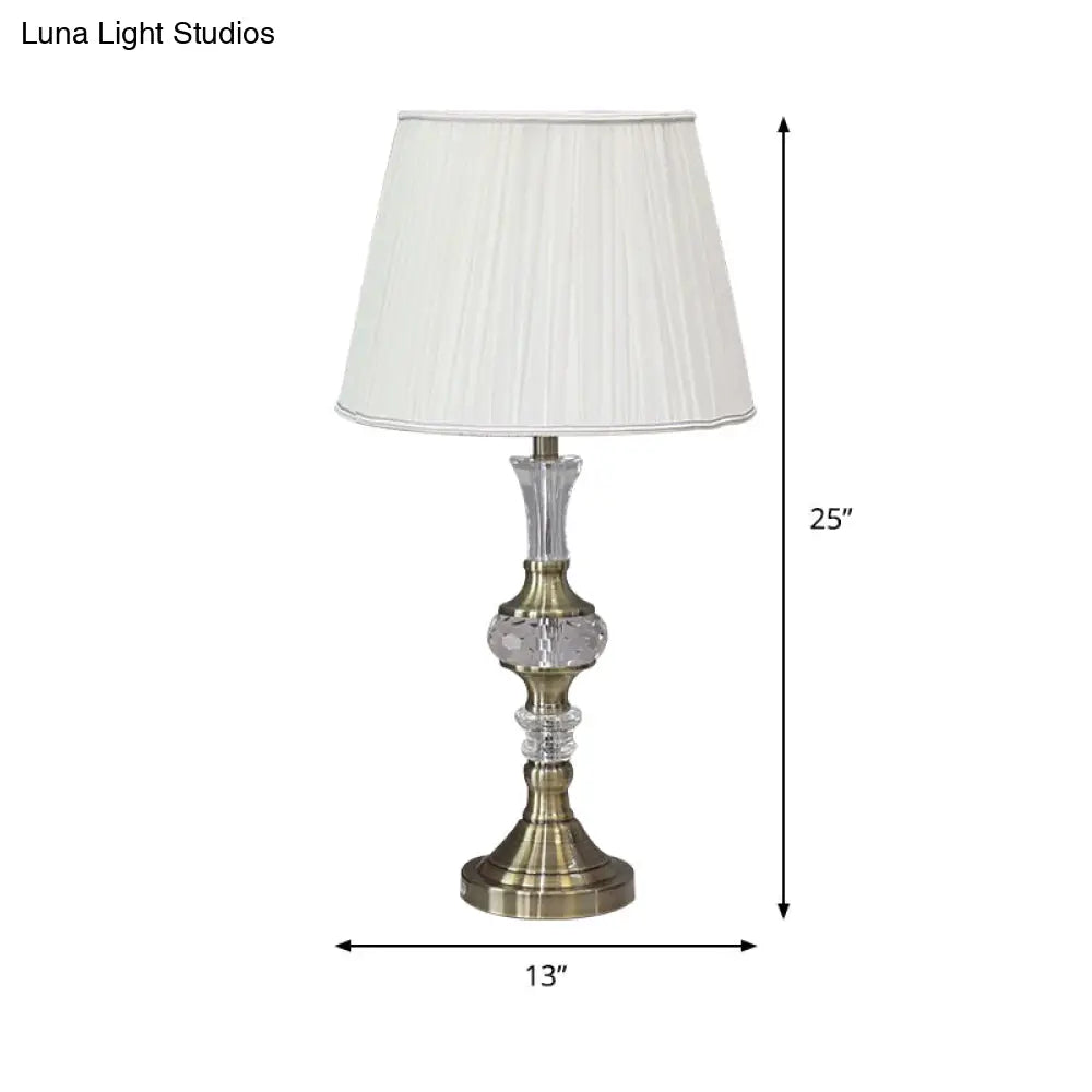 Modern Gold Candlestick Nightstand Lamp With Crystal Accent - 1-Bulb Night Light