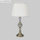Modern Gold Candlestick Nightstand Lamp With Crystal Accent - 1-Bulb Night Light