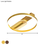 Modern Gold/Coffee Circle Frame Flush Mount Led Lamp Fixture With Warm/White Light