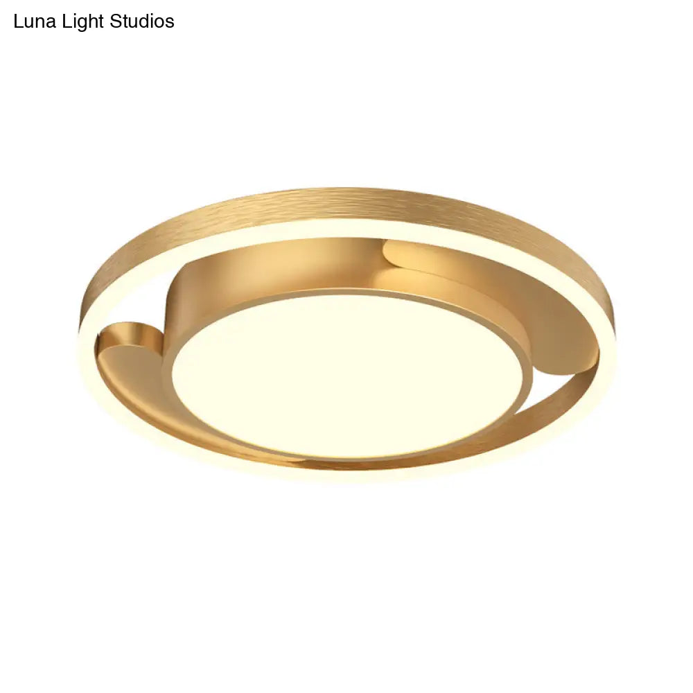 Modern Gold/Coffee Metallic Flush Mount Led Ceiling Light For Living Room 16’/19.5’ Dia