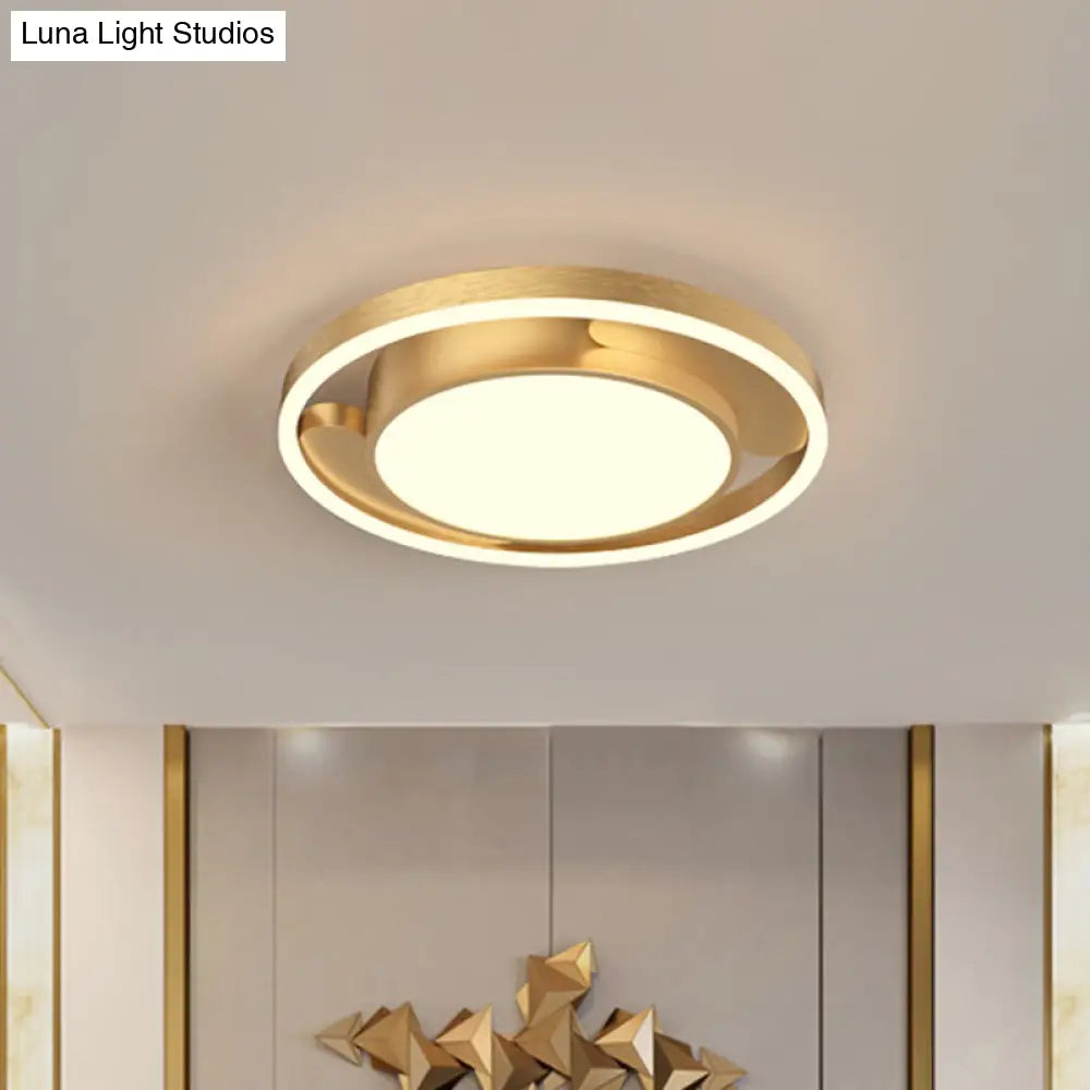 Modern Gold/Coffee Metallic Flush Mount Led Ceiling Light For Living Room 16’/19.5’ Dia