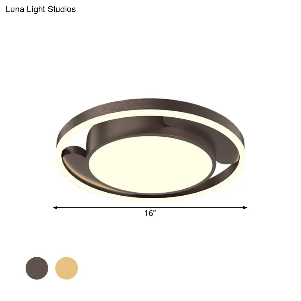 Modern Gold/Coffee Metallic Flush Mount Led Ceiling Light For Living Room 16’/19.5’ Dia