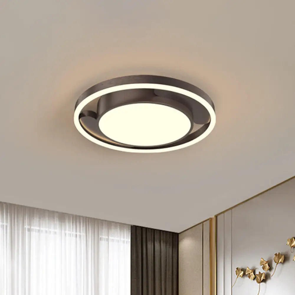 Modern Gold/Coffee Metallic Flush Mount Led Ceiling Light For Living Room 16/19.5 Dia