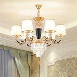 Modern Gold Conic Chandelier - Opaline Glass Pendant Light With Crystal Accent 6 /