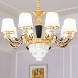 Modern Gold Conic Chandelier - Opaline Glass Pendant Light With Crystal Accent 8 /