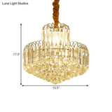 Modern Gold Conical Chandelier with Clear Crystal Shade - 6/8 Bulbs Drop Pendant Fixture