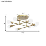 Modern Gold Crossed Lines Semi Flush Light Fixture With 6/8 Heads - Ceiling Mounted For Living Room