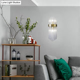 Modern Gold Crystal 2-Light Layered Wall Lamp - Stylish Sconce For Living Room