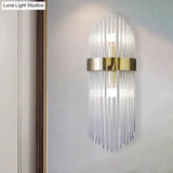 Modern Gold Crystal 2-Light Layered Wall Lamp - Stylish Sconce For Living Room